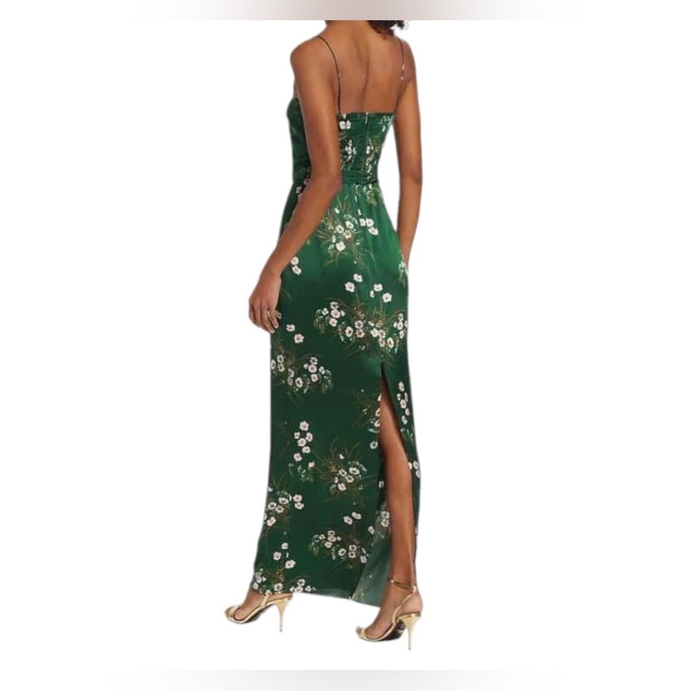 Reformation Frankie Silk Maxi Dress Size 2 Green Floral Sleeveless - Picture 12 of 12
